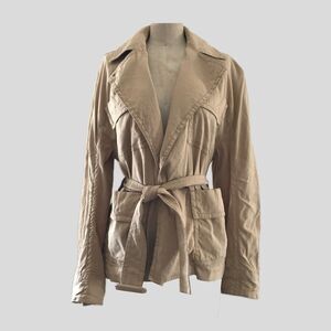 Vince Tan Neutral Linen Belted Safari Jacket Top Shacket Women's S